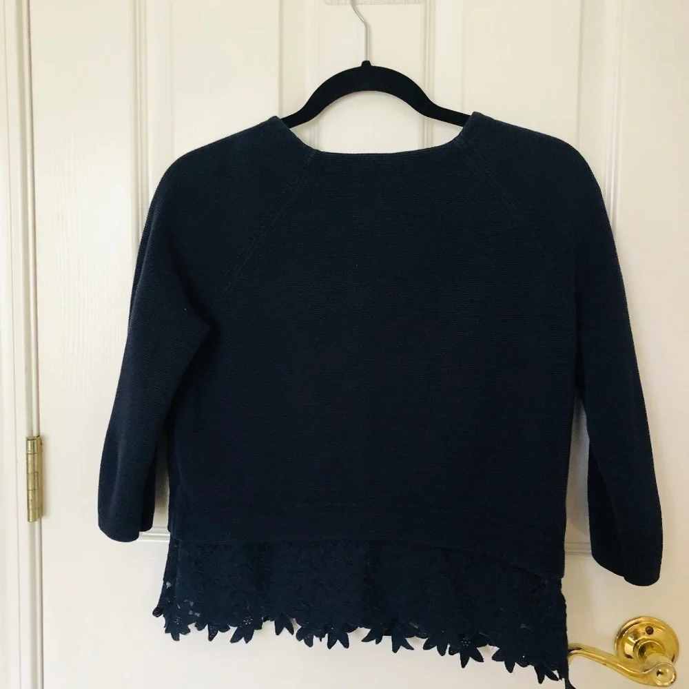 J. CREW - 3/4 Sleeve Sweater - Dark Navy - XS